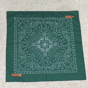 Green Bandana Scarf with White Paisley Print